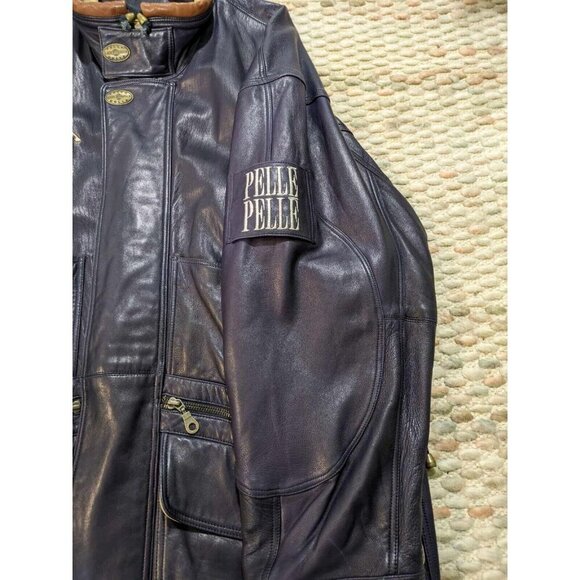 Vintage Marc Buchanan Pelle Pelle Mens Size 40 Global 1994 Navy Leather Trench - Picture 8 of 15